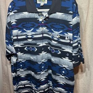 90s Dad Shirt / Grandpa Core Tribal Polo – XL Cumberland Outfitters Southwestern